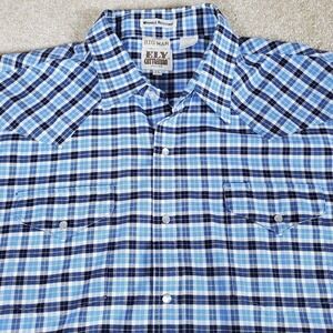 ELY Cattleman Western Shirt Men's SZ 2X Blue Pearl Snaps Long Sleeve SEECONDITN
